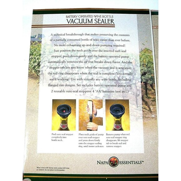 Napa Essentials Wine Bottle Vacuum Sealer battery operated NEW SEALED box GIFT - Picture 3 of 3